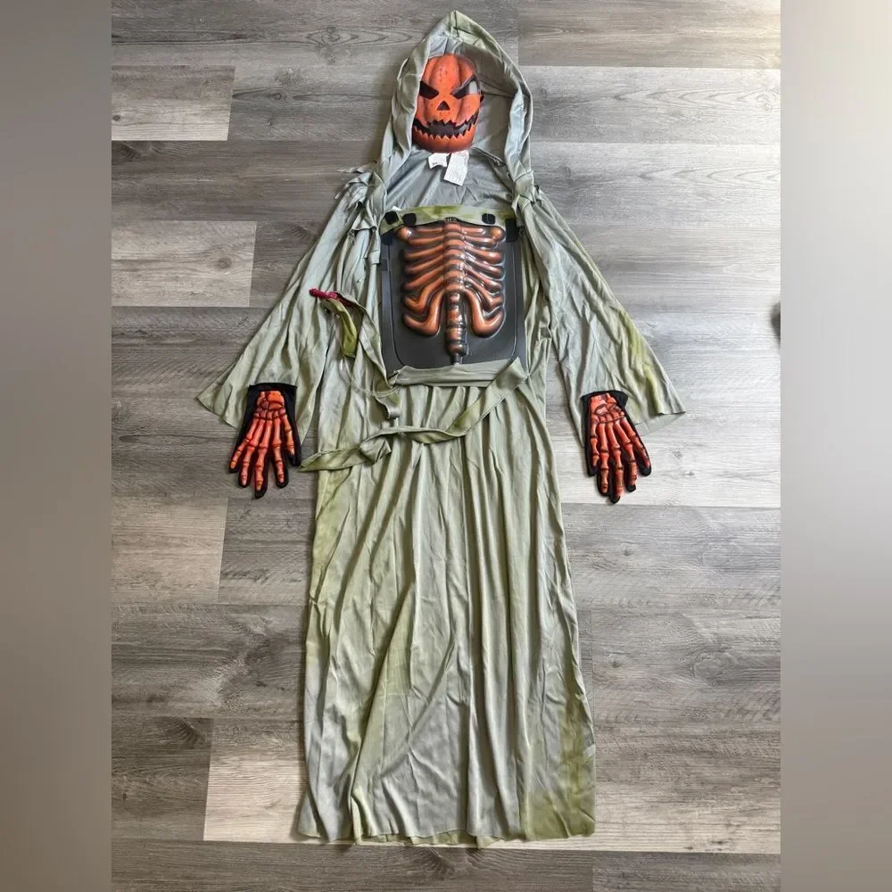 Bleeding Pumpkin Kids Costume Halloween Green and Orange Large Youth